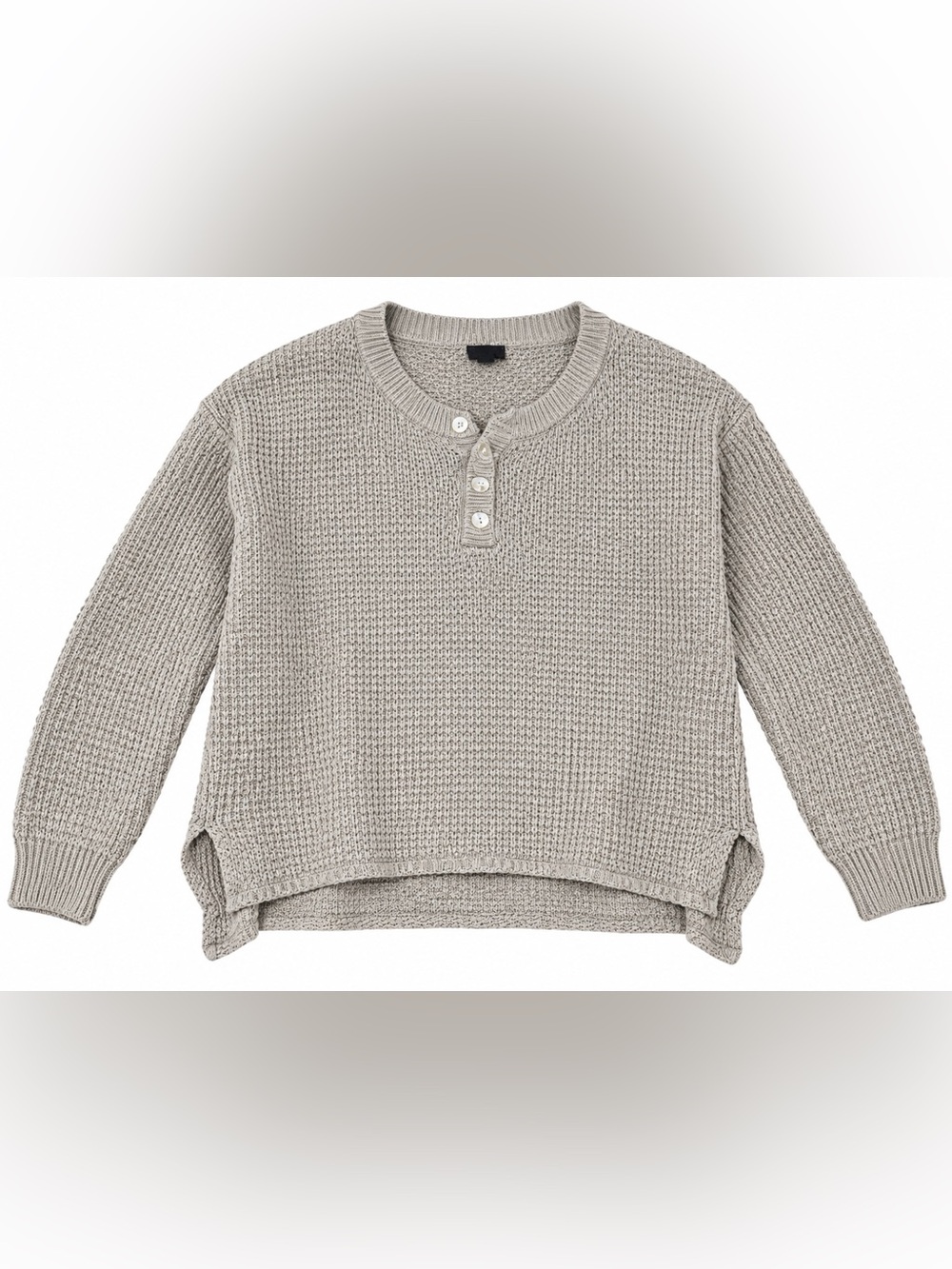 Lumiere Gray Waffle-Knit Henley Pullover